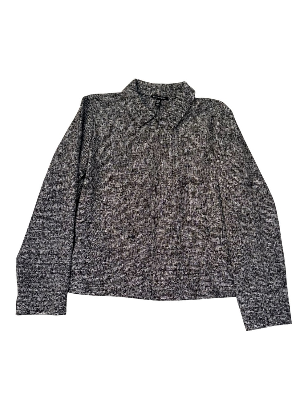 Eileen Fisher Collar Front Zip Organic Cotton Tweed Jacket
